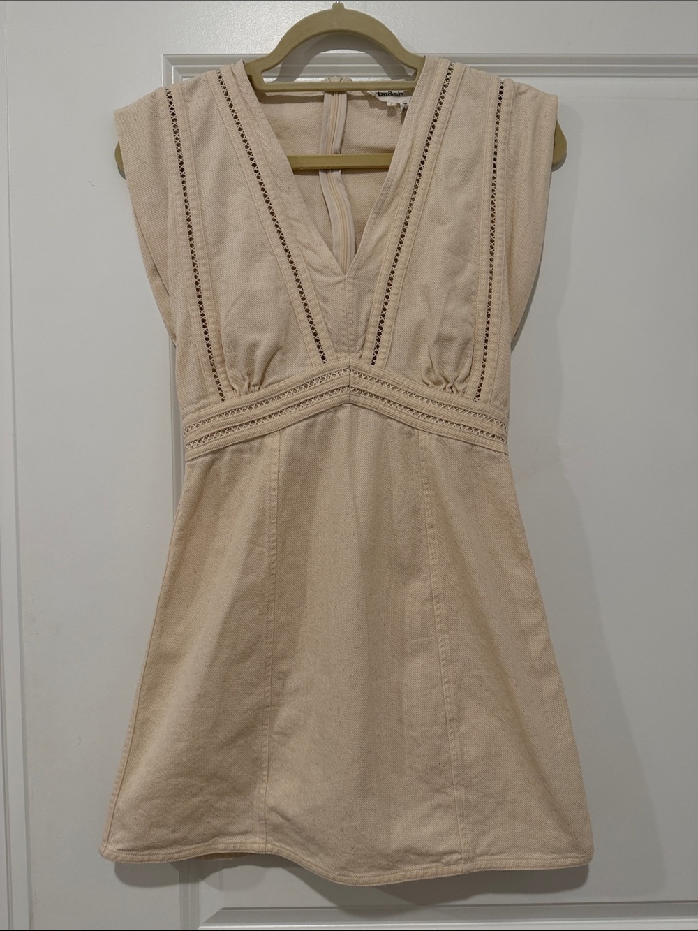 ba&sh Eyelet Cream Denim Mini Dress